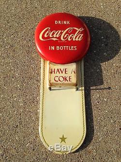 Coca Cola Non Porcelain Button Calendar Sign 1950's Diner Gas Station ORIGINAL