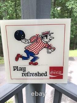 Coca Cola PLAY REFRESHED SIGN Vintage 1973 Trade Show NOS 15 X 15 BOWLING