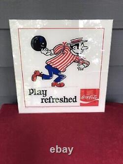 Coca Cola PLAY REFRESHED SIGN Vintage 1973 Trade Show NOS 15 X 15 BOWLING