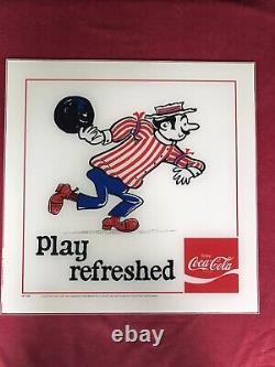 Coca Cola PLAY REFRESHED SIGN Vintage 1973 Trade Show NOS 15 X 15 BOWLING