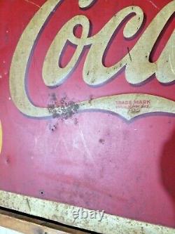 Coca Cola Pause. Drink Large Metal Framed Sign Original Vintage 1939 Coke Soda