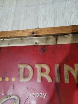 Coca Cola Pause. Drink Large Metal Framed Sign Original Vintage 1939 Coke Soda