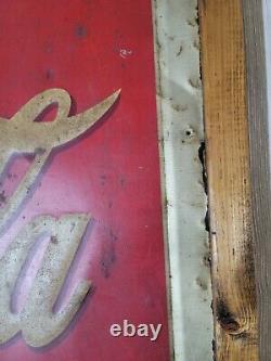 Coca Cola Pause. Drink Large Metal Framed Sign Original Vintage 1939 Coke Soda