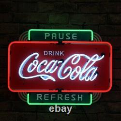 Coca Cola Pause Drink Refresh Neon Lamp Sign 20x16 Bar Light Glass Artwork