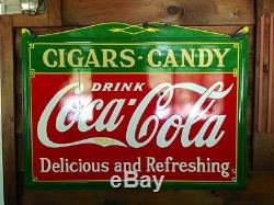 Coca Cola Porcelain Advertising Sign Tobacco Ice Cream Soda Cigar Candy Original