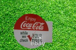 Coca Cola Porcelain Enamel Heavy Metal Sign 19.5 x 17 Inches with flange double
