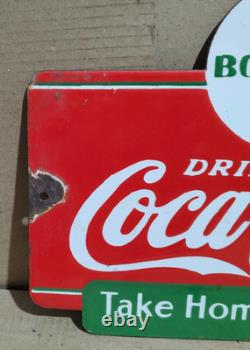 Coca Cola Porcelain Enamel Sign 13 x 9.5 Inches 1 Sided