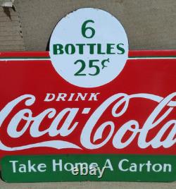 Coca Cola Porcelain Enamel Sign 13 x 9.5 Inches 1 Sided