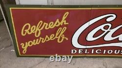 Coca Cola Porcelain Enamel Sign 30 X 120 Inches in 3 Parts