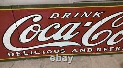Coca Cola Porcelain Enamel Sign 30 X 120 Inches in 3 Parts