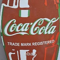 Coca Cola Porcelain Enamel Sign 36 x 10 Inches 1 Sides