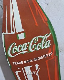 Coca Cola Porcelain Enamel Sign 36 x 10 Inches 1 Sides