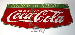 Coca Cola Porcelain Fountain Service Sign 1936