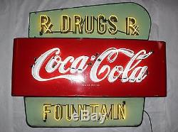 Coca Cola Porcelain Neon sign 67 Rx Drugs and Fountain