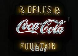 Coca Cola Porcelain Neon sign 67 Rx Drugs and Fountain