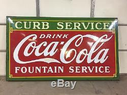 Coca Cola Porcelain Sign Curb Service