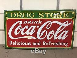 Coca Cola Porcelain Sign Drug Store