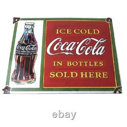 Coca Cola Porcelain Sign Vintage Service Beverage Bottle Gas Pump Sign
