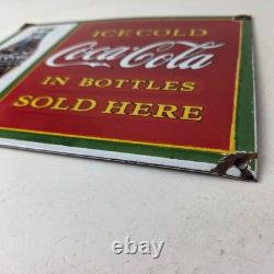 Coca Cola Porcelain Sign Vintage Service Beverage Bottle Gas Pump Sign
