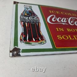 Coca Cola Porcelain Sign Vintage Service Beverage Bottle Gas Pump Sign
