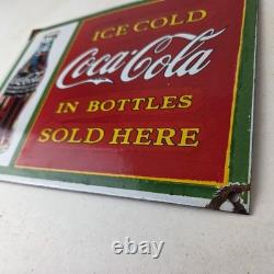 Coca Cola Porcelain Sign Vintage Service Beverage Bottle Gas Pump Sign