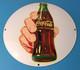 Coca Cola Porcelain Sign Vintage Service Beverage Button Gas Pump Sign