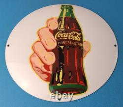 Coca Cola Porcelain Sign Vintage Service Beverage Button Gas Pump Sign