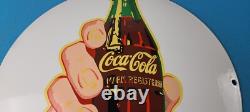 Coca Cola Porcelain Sign Vintage Service Beverage Button Gas Pump Sign