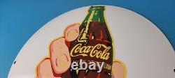 Coca Cola Porcelain Sign Vintage Service Beverage Button Gas Pump Sign