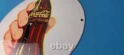 Coca Cola Porcelain Sign Vintage Service Beverage Button Gas Pump Sign
