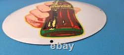 Coca Cola Porcelain Sign Vintage Service Beverage Button Gas Pump Sign