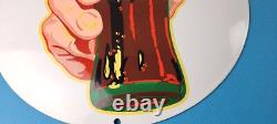 Coca Cola Porcelain Sign Vintage Service Beverage Button Gas Pump Sign