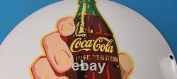 Coca Cola Porcelain Sign Vintage Service Beverage Button Gas Pump Sign