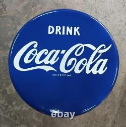 Coca Cola Rare Porcelain Enamel Heavy Metal 20 inches Diameter Blue