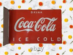 Coca Cola Rare Porcelain Enamel Heavy Metal 24 x16 inches wtih Flange