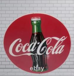 Coca Cola Rare Porcelain Enamel Heavy Metal 30 inches Diameter