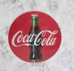 Coca Cola Rare Porcelain Enamel Heavy Metal 30 inches Diameter