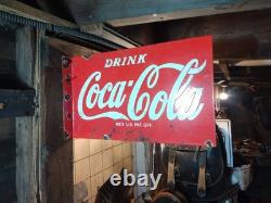 Coca-Cola Red 16.5X10 Inches Porcelain Over Steel Service Station Flange Sign