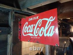 Coca-Cola Red 16.5X10 Inches Porcelain Over Steel Service Station Flange Sign