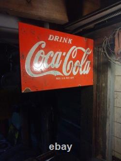 Coca-Cola Red 16.5X10 Inches Porcelain Over Steel Service Station Flange Sign