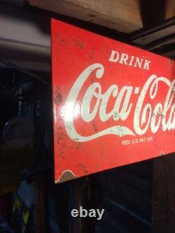 Coca-Cola Red 16.5X10 Inches Porcelain Over Steel Service Station Flange Sign