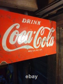 Coca-Cola Red 16.5X10 Inches Porcelain Over Steel Service Station Flange Sign