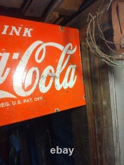 Coca-Cola Red 16.5X10 Inches Porcelain Over Steel Service Station Flange Sign
