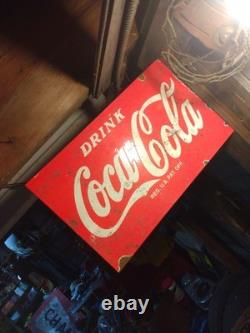 Coca-Cola Red 16.5X10 Inches Porcelain Over Steel Service Station Flange Sign