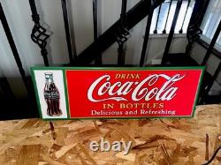 Coca-Cola Red Steel Sign with Christmas Coke Bottle Drink Coca-Cola from 1915