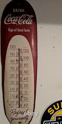Coca Cola Refresh yourself, Original1949 Tin Thermometer, Nice