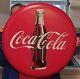 Coca-Cola Rustic 24 Inch Red Disc Button Sign Contour Bottle Script Logo