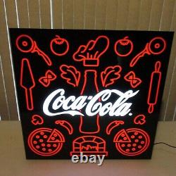 Coca Cola SIGN lighted PIZZA SHOP pizzeria LARGE 24 NICE RARE