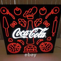 Coca Cola SIGN lighted PIZZA SHOP pizzeria LARGE 24 NICE RARE