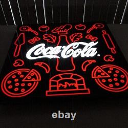 Coca Cola SIGN lighted PIZZA SHOP pizzeria LARGE 24 NICE RARE